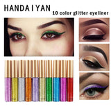 10 Color Professional Glitter Cosmetics Waterproof Shimmer Pigment Silver Gold Metallic Liquid Glitters Eyeliner Makeup D1