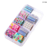 10 Design/set  2.5*100cm Holographic Nail Art Transfer Foil Stickers Paper Starry AB Color UV Gel Wraps Nail Adhesive Decals