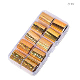 10 Design/set  2.5*100cm Holographic Nail Art Transfer Foil Stickers Paper Starry AB Color UV Gel Wraps Nail Adhesive Decals