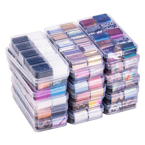 10 Design/set  2.5*100cm Holographic Nail Art Transfer Foil Stickers Paper Starry AB Color UV Gel Wraps Nail Adhesive Decals