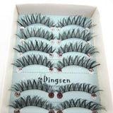 10 Pairs Comfortable Soft Natural Black Gorgeous 3D Long Cross False Eyelashes Eye Lashes Messy Style Handmade