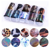 10 Pcs Holographic Nail Foil Set Transparent AB Color Nail Art Transfer Sticker 2.5*100cm Manicure DIY Holo Sticker Decoration