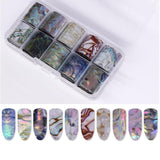 10 Pcs Holographic Nail Foil Set Transparent AB Color Nail Art Transfer Sticker 2.5*100cm Manicure DIY Holo Sticker Decoration