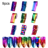 10 Pcs Holographic Nail Foil Set Transparent AB Color Nail Art Transfer Sticker 2.5*100cm Manicure DIY Holo Sticker Decoration