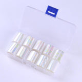 10 Pcs Holographic Nail Foil Set Transparent AB Color Nail Art Transfer Sticker 2.5*100cm Manicure DIY Holo Sticker Decoration