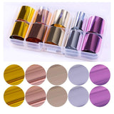 10 Pcs Holographic Nail Foil Set Transparent AB Color Nail Art Transfer Sticker 2.5*100cm Manicure DIY Holo Sticker Decoration