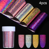 10 Pcs Holographic Nail Foil Set Transparent AB Color Nail Art Transfer Sticker 2.5*100cm Manicure DIY Holo Sticker Decoration