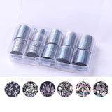 10 Pcs Holographic Nail Foil Set Transparent AB Color Nail Art Transfer Sticker 2.5*100cm Manicure DIY Holo Sticker Decoration