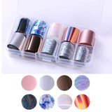 10 Pcs Holographic Nail Foil Set Transparent AB Color Nail Art Transfer Sticker 2.5*100cm Manicure DIY Holo Sticker Decoration