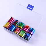 10 Pcs Holographic Nail Foil Set Transparent AB Color Nail Art Transfer Sticker 2.5*100cm Manicure DIY Holo Sticker Decoration