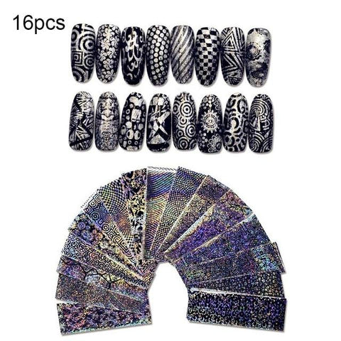 10 Pcs Holographic Nail Foil Set Transparent AB Color Nail Art Transfer Sticker 2.5*100cm Manicure DIY Holo Sticker Decoration