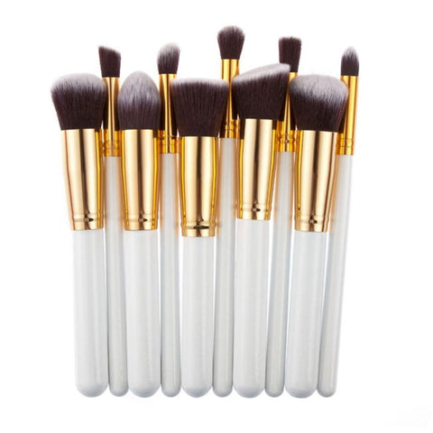 10 Pcs Silver/Golden Makeup Brushes Set Cosmetics Foundation Blending Blush Makeup Tool Powder Eyeshadow Cosmetic Set