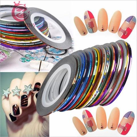 10 Rolls Mixed Color Nail Striping Tape Decal For DIY 3D Variety Nail Art Tips Decorations Nail Line Foil nail Sticker