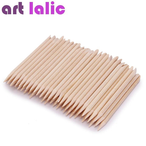 100 Pcs Nail Art Design Orange Wood Stick Sticks Cuticle Pusher Remover Manicure Pedicure Care