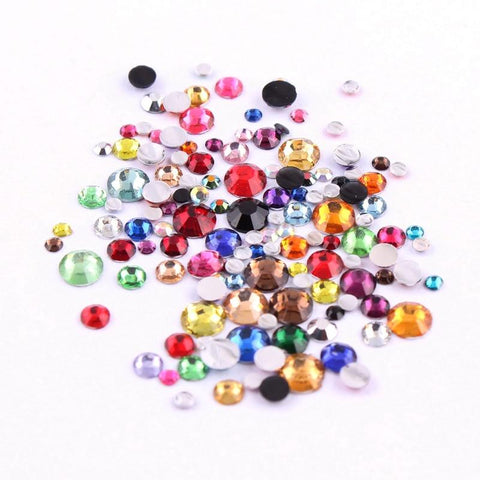 "1000pcs 2,3,4,5mm Resin Rhinestone Mix Color And Size Round Flatback Glue On Stones For DIY Nail Art"