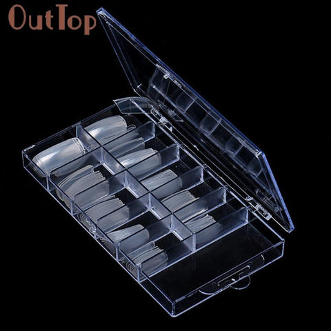 100Pcs Acrylic False Fake Nail Art Fingernail Full Nail Tips Clear Natural Color 10 sizes 3feb7