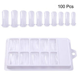 100Pcs Quick Building Poly UV Gel Mold Nail Extension Nail Art UV Builder DIY Gel Tool False Tips Practice Display Transparent