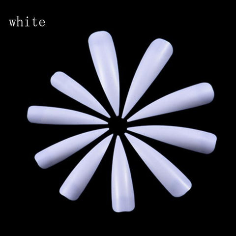 100Pcs Stiletto Long False Fake Nails Tips Manicure Artificial Nails Salon Half Cover Tips White/ Clear /Natural/Beige Choose