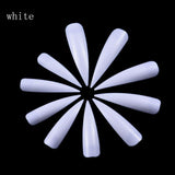 100Pcs Stiletto Long False Fake Nails Tips Manicure Artificial Nails Salon Half Cover Tips White/ Clear /Natural/Beige Choose