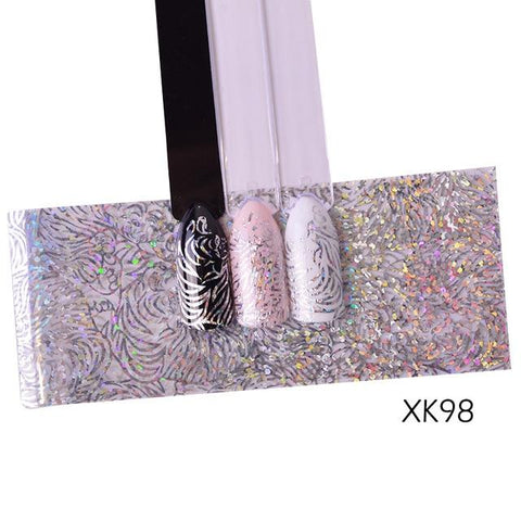 100cm Laser Nail Foil Sticker Holographic Flower Shiny Design Starry Transfer Paper Manicure Nail Art Decorations SAXK98-109