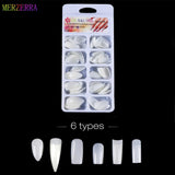 100pcs/Box False Nails Nail Art Tips French Fake NailsTransparent/Natural Flat Shape Manicure  Tips Art With Nail Gel