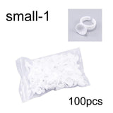 100pcs Disposal Tattoo Pigment Holder Ring with Grid Eyelashes Extension Adhesive Glue Holder Palette