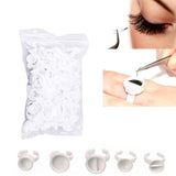 100pcs Disposal Tattoo Pigment Holder Ring with Grid Eyelashes Extension Adhesive Glue Holder Palette