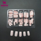 100pcs Pink Fake Nails Acrylic Gel French Nail Salon False Nail Tips Makeup Tools Women Nail Art