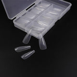 100pcs/box Fake Nail Artificial Long Ballerina Clear/Natural/white False Coffin Nails Art Tips Full Cover Manicure + Jewelry Box