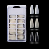 100pcs/box Fake Nail Artificial Long Ballerina Clear/Natural/white False Coffin Nails Art Tips Full Cover Manicure + Jewelry Box