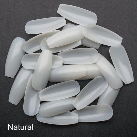 100pcs/pack Coffin Nails Art Tips White/Clear/Natural False Nails Tips Flat Shape Full Cover Fake Nail Tips JZJ3001