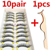 10Pair False Eyelashes Natural Cotton Stalk Eyelashes Long Black Fake Eyelashes Makeup Volume Eyelash Extensions Fake Eye Lashes