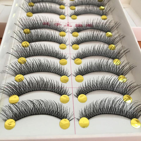 10Pair False Eyelashes Natural Cotton Stalk Eyelashes Long Black Fake Eyelashes Makeup Volume Eyelash Extensions Fake Eye Lashes