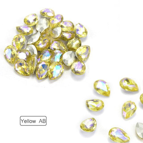 10Pcs/Lot 3D Nail Art Rhinestones Shining Color Flame Glass Stone Crystal Water Drop Nail Decoration Tool Nail Accessory BE102