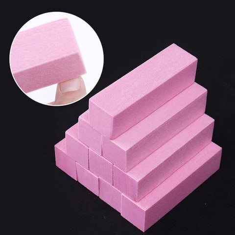 10Pcs/set  Pink White Sanding Sponge Nail Buffers Files Block Grinding Polishing Manicure Nail Art Tool