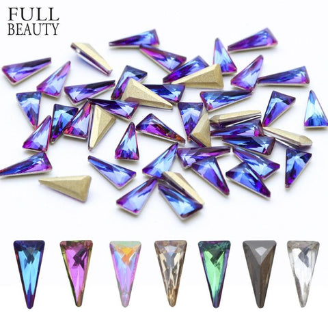 10pcs 3D Triangle Holo Nail Art Decorations Sets Glitter Shiny Nail Stone DIY Manicure Crystal Nail Rhinestone Accessory CH094