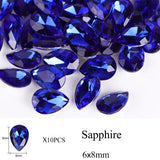 10pcs Drop Water Nail Art Rhinestones Crystal Stones 10 Color 7x10mm/6x8mm Shiny DIY Charms Jewelry Nail Art Decoration TR030