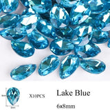 10pcs Drop Water Nail Art Rhinestones Crystal Stones 10 Color 7x10mm/6x8mm Shiny DIY Charms Jewelry Nail Art Decoration TR030