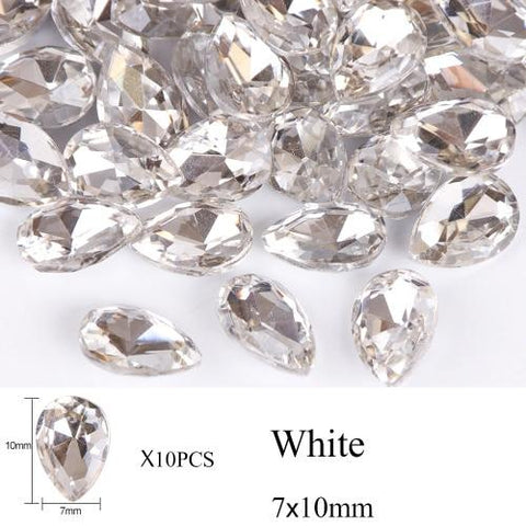 10pcs Drop Water Nail Art Rhinestones Crystal Stones 10 Color 7x10mm/6x8mm Shiny DIY Charms Jewelry Nail Art Decoration TR030