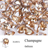 10pcs Drop Water Nail Art Rhinestones Crystal Stones 10 Color 7x10mm/6x8mm Shiny DIY Charms Jewelry Nail Art Decoration TR030