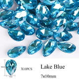 10pcs Drop Water Nail Art Rhinestones Crystal Stones 10 Color 7x10mm/6x8mm Shiny DIY Charms Jewelry Nail Art Decoration TR030