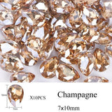 10pcs Drop Water Nail Art Rhinestones Crystal Stones 10 Color 7x10mm/6x8mm Shiny DIY Charms Jewelry Nail Art Decoration TR030