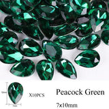 10pcs Drop Water Nail Art Rhinestones Crystal Stones 10 Color 7x10mm/6x8mm Shiny DIY Charms Jewelry Nail Art Decoration TR030