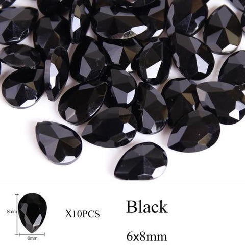 10pcs Drop Water Nail Art Rhinestones Crystal Stones 10 Color 7x10mm/6x8mm Shiny DIY Charms Jewelry Nail Art Decoration TR030
