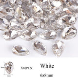 10pcs Drop Water Nail Art Rhinestones Crystal Stones 10 Color 7x10mm/6x8mm Shiny DIY Charms Jewelry Nail Art Decoration TR030