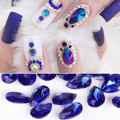 10pcs Drop Water Nail Art Rhinestones Crystal Stones 10 Color 7x10mm/6x8mm Shiny DIY Charms Jewelry Nail Art Decoration TR030