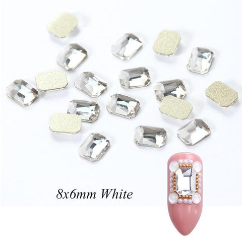 10pcs Nail Rhinestones Rectangle Flat Back Crystal Shiny 3D Strass Gem Stone Manicure Nail Art Decoration Charms Jewelry JI714
