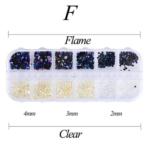 12 Color/Box 3mm Crystal Colorful Jelly Rhinestones 3D Nail Art Decor Glitter Gems Stones Manicure DIY Flatback Beads CH128-EF