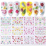 12 Designs Water Decals Slider Summer Jungle Flamingo Parrot Flora Watermark Nail Sticker Decoration Wraps Manicure BEBN865-876
