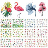 12 Designs Water Decals Slider Summer Jungle Flamingo Parrot Flora Watermark Nail Sticker Decoration Wraps Manicure BEBN865-876